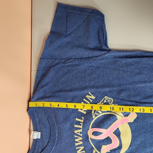 $5☃️"Cornwall Run" Unisex Breast Cancer Heathered Blue Medium Tee Shirt - Picture 6 of 10